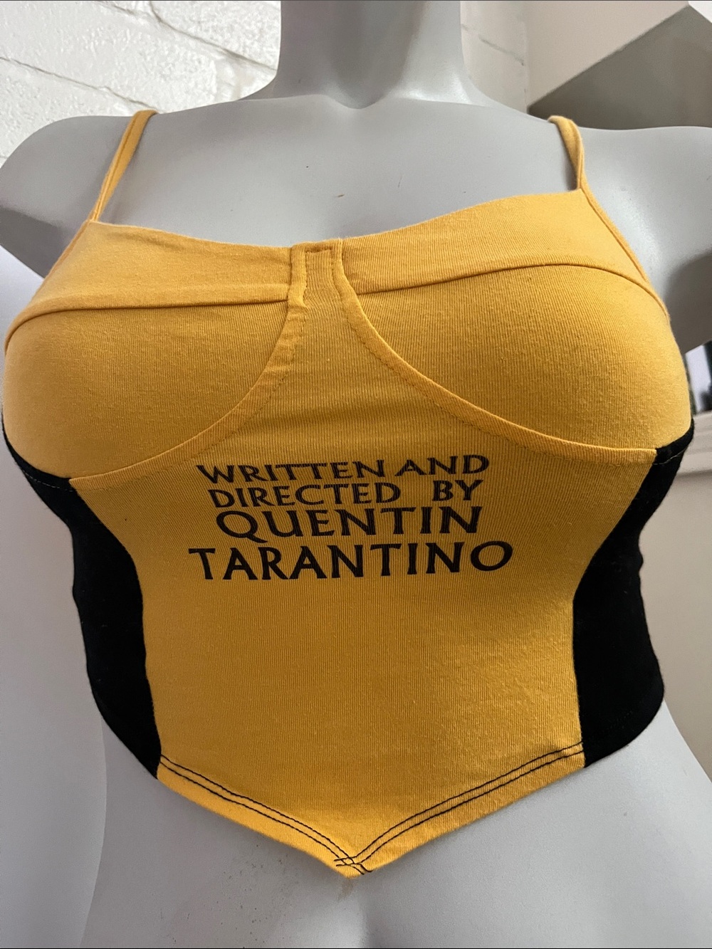 Yellow & Black Bandeau Top with Graphic Print